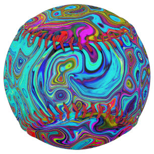 スカイブルートリップ（幻覚体験）のような抽象芸術レトロ液体スワール ソフトボール
