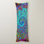 スカイブルートリップ(幻覚体験)のような抽象芸術レトロ液体スワール ボディピロー (裏面 (縦))