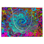 スカイブルートリップ(幻覚体験)のような抽象芸術レトロ液体スワール ラージペーパーバッグ (裏面)