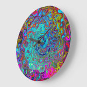 スカイブルートリップ(幻覚体験)のような抽象芸術レトロ液体スワール ラージ壁時計 (傾斜)