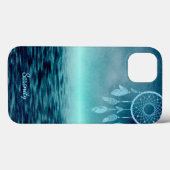 スカイブルードリームキャッチャーとティール(緑がかった色)海背景 Case-Mate iPhoneケース (裏面 (横))