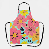 スカイブルードーパミンスタイルのピンク&イエロー エプロン (正面)