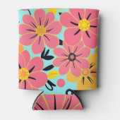 スカイブルードーパミンスタイルのピンク&イエロー 缶クーラー (正面)