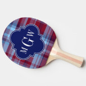 スカイブルーネイビーブルグンディマドラスモノグラム 卓球ラケット (横)