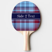 スカイブルーネイビーブルグンディ名門私立校風のマドラスNモノグラム 卓球ラケット (裏面)