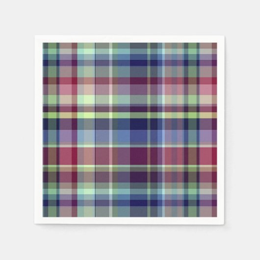 スカイブルーネイビーブルゴーニュ名門私立校風のピスタハマドラス スタンダードカクテルナプキン (正面)