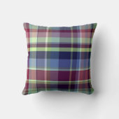 スカイブルーネイビーブルゴーニュWhtマドラスモノグラム クッション (裏面)