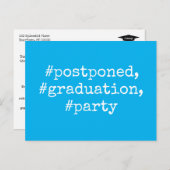 スカイブルーハッシュタグ延期された卒業式パーティー ポストカード (正面/裏面)