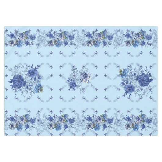 スカイブルーバタフライフラワーメドウ テーブルクロス (正面(横))