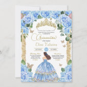 スカイブルーバラフローラ金ゴールドバタフライキンセアニェラ 招待状 (正面)