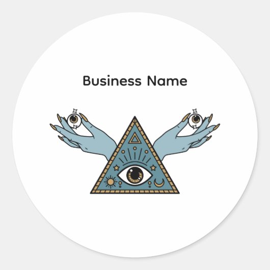 スカイブルーパステルブルーパーソナルビジネス名 ラウンドシール (正面)