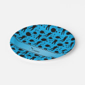 スカイブルーパーソナライズされたペイントボールパターンの名前 ペーパープレート (アングル)