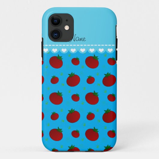 スカイブルーパーソナライズされたレッドトマトの名前 Case-Mate iPhoneケース (裏面)