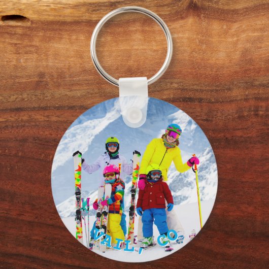 スカイブルーパーソナライズされた文字ファミリーの写真 キーホルダー (裏面)