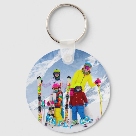 スカイブルーパーソナライズされた文字ファミリーの写真 キーホルダー (裏面)