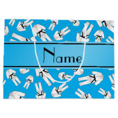 スカイブルーパーソナライズされた空手パターンの名前 ラージペーパーバッグ (裏面)