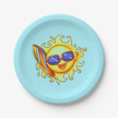 スカイブルーパーティー紙プレート/サーファーサンエモジ ペーパープレート (正面)