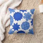 スカイブルーフラワーデザイン装飾用クッション クッション (ブランケット)