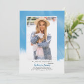 スカイブルーフレーム卒業招待状 招待状 (スタンド正面)