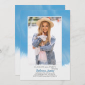 スカイブルーフレーム卒業招待状 招待状 (正面/裏面)