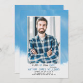 スカイブルーフレーム卒業招待状 招待状 (正面/裏面)