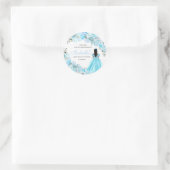 スカイブルーフローラキンセアニェララウンドスティッカー ラウンドシール (バッグ)