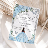 スカイブルーフローラプリンセスガウンスウィート16キンセアニラ セーブザデート