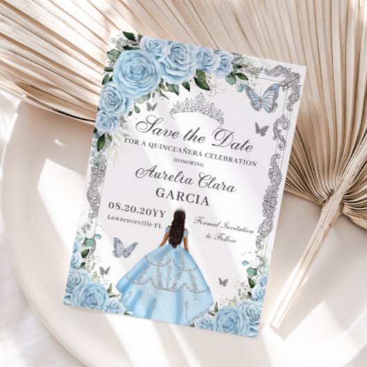 スカイブルーフローラプリンセスガウンスウィート16キンセアニラ セーブザデート