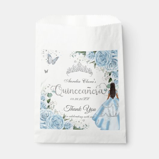 スカイブルーフローラプリンセスドレスシルバーキンセアニラ フェイバーバッグ (正面)