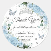 スカイブルーフローラプリンセスドレスシルバーキンセアニラ ラウンドシール (正面)