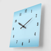 スカイブルーブラックの数字 スクエア壁時計 (傾斜)