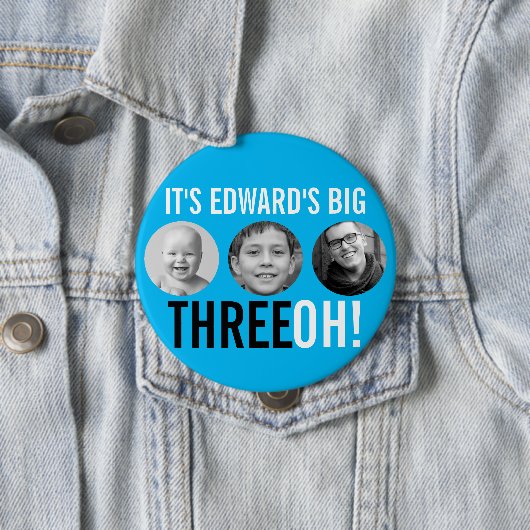 スカイブルーブラック30th三OH! 3枚の誕生日 缶バッジ (インサイチュ)