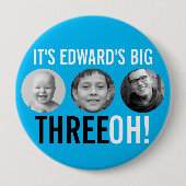 スカイブルーブラック30th三OH! 3枚の誕生日 缶バッジ (正面)