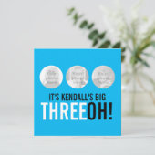 スカイブルーブラック30th THREEOH！写真誕生日 招待状 (スタンド正面)