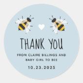 スカイブルーベビービーシャワーありがとう ラウンドシール (正面)