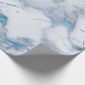 スカイブルーホワイトグレー大理石光沢ブラシ ラッピングペーパー (角)