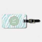 スカイブルーホワイトゼブラ動物 ラゲッジタグ (正面横)