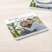 スカイブルーホワイトブライトメリークリスマスホリデー スクエアペーパーコースター (アングル)