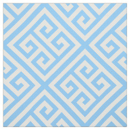 スカイブルーホワイトメッドギリシャ語鍵Diag Tパターン#1 ファブリック