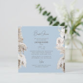スカイブルーボーホホワイトフローラスクエアブライダルシャワー 招待状 (スタンド正面)