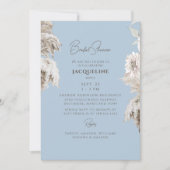 スカイブルーボーホホワイトフローラブライダルシャワー 招待状 (正面)