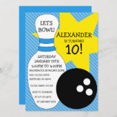 スカイブルーボーリングバッシュボーリング誕生日パーティー 招待状 (正面/裏面)