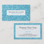 スカイブルーモダングリッターテクスチャホワイト&ブラック 名刺 (正面/裏面)