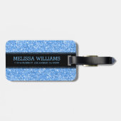 スカイブルーモダングリッターテクスチャモノグラム ラゲッジタグ (裏面横)