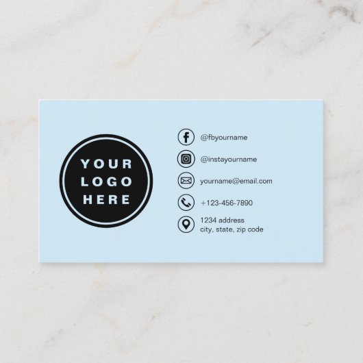 スカイブルーモダンミニマル写真(QRコード付) 名刺 (裏面)