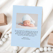 スカイブルーモダン波形フレーム2フォト誕生 案内状