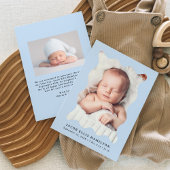 スカイブルーモダン波形フレーム2フォト誕生 案内状