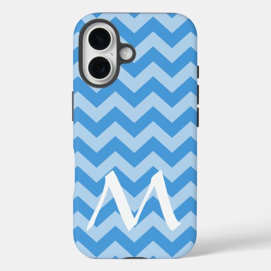 スカイブルーモロッコムードシェブロンとモノグラム Case-Mate iPhoneケース (裏面)