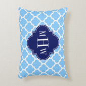 スカイブルーモロッコ#5ネイビーブルー3イニシャルモノグラム アクセントクッション (正面(垂直))