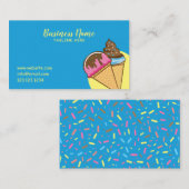 スカイブルーユニークスウィートアイスクリームコーンつや消し 名刺 (正面/裏面)